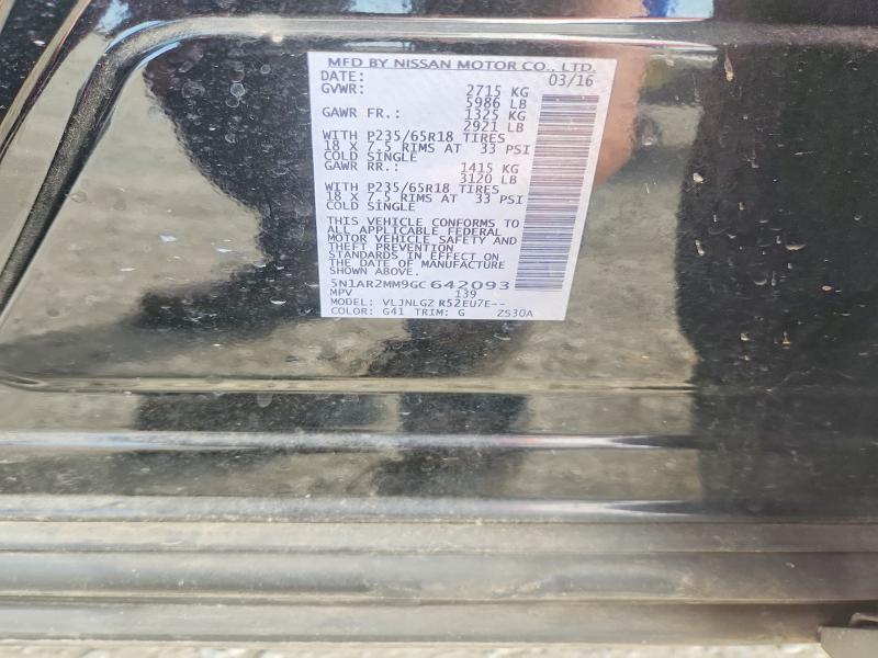 54008936 :رقم المزاد ، 5N1AR2MM9GC642093 vin ، 2016 Nissan Pathfinder مزاد بيع