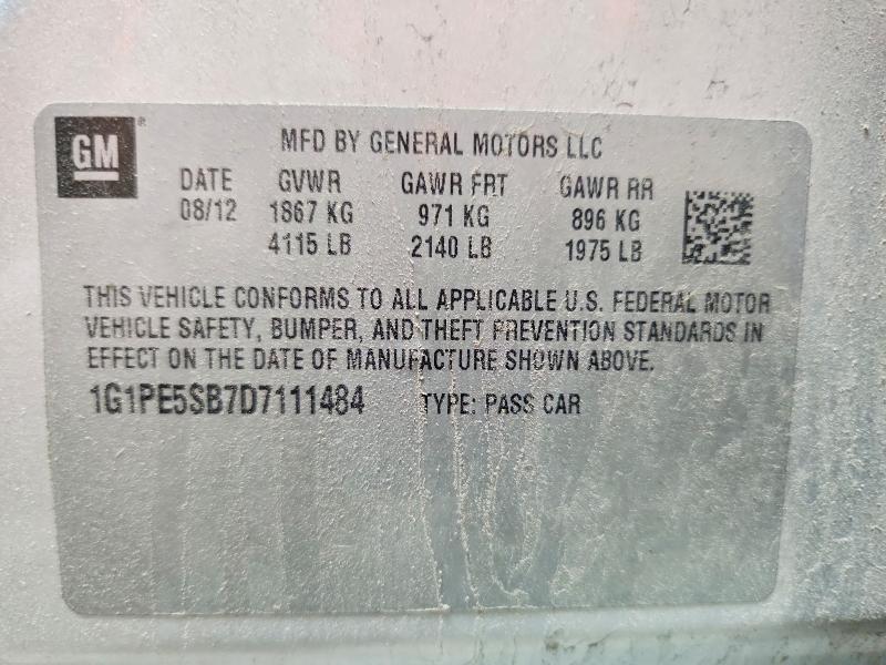 Продажа на аукционе авто 2013 Chevrolet Cruze, vin: 1G1PE5SB7D7111484, номер лота: 55129256
