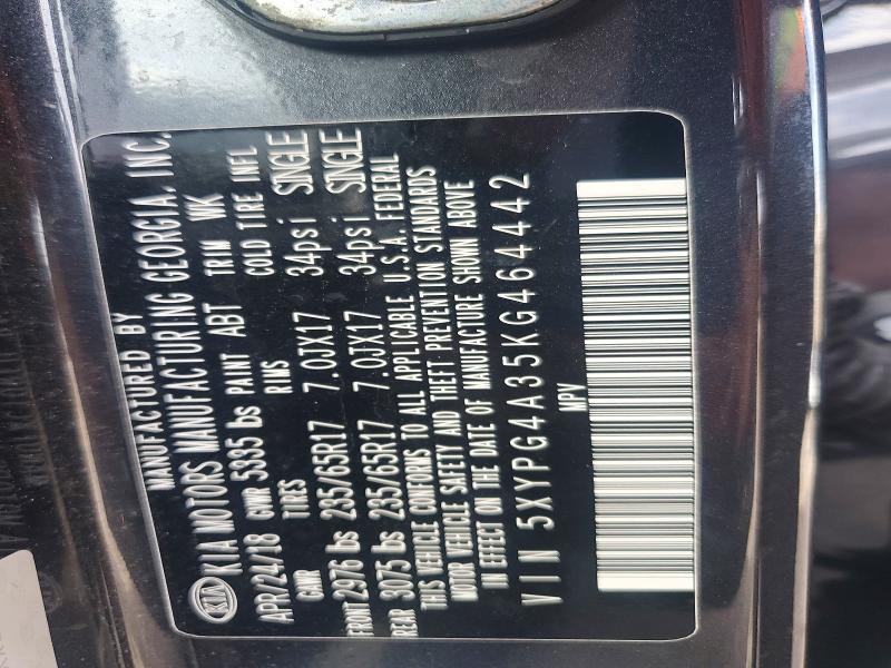Aukcja sprzedaży 2019 Kia Sorento, vin: 5XYPG4A35KG464442, numer aukcji: 53323566