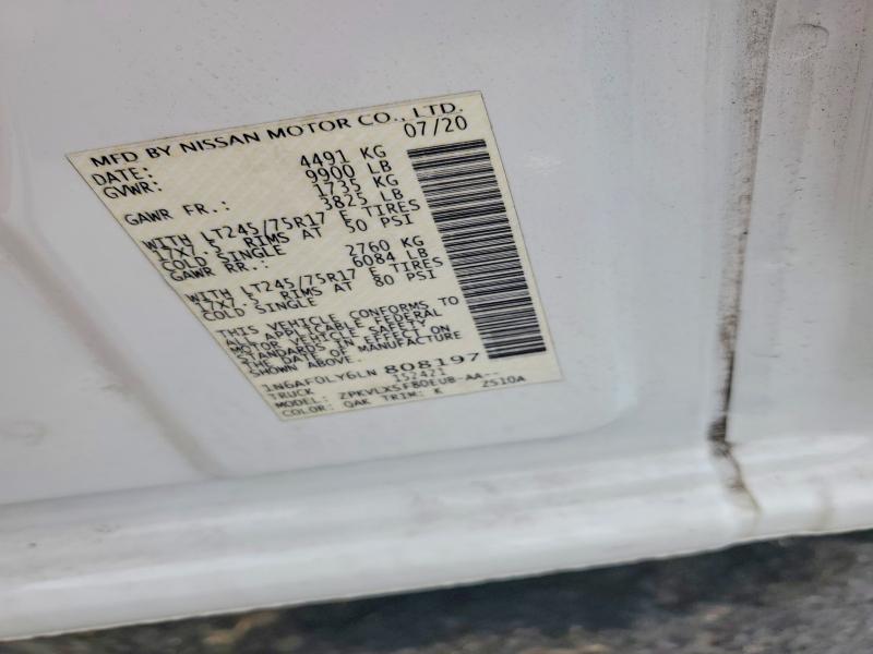 Aukcja sprzedaży 2020 Nissan Nv, vin: 1N6AF0LY6LN808197, numer aukcji: 52380186
