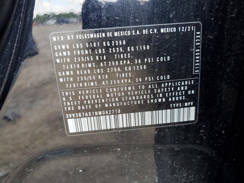 Продажа на аукционе авто 2022 Volkswagen Tiguan, vin: 3VV3B7AX1NM062718, номер лота: 53079126