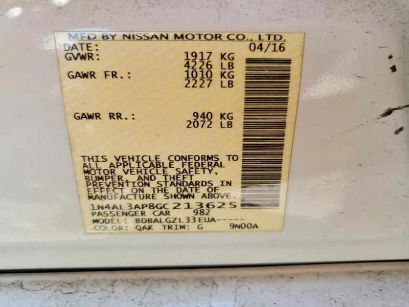 Продажа на аукционе авто 2016 Nissan Altima, vin: 1N4AL3AP8GC213625, номер лота: 54172596