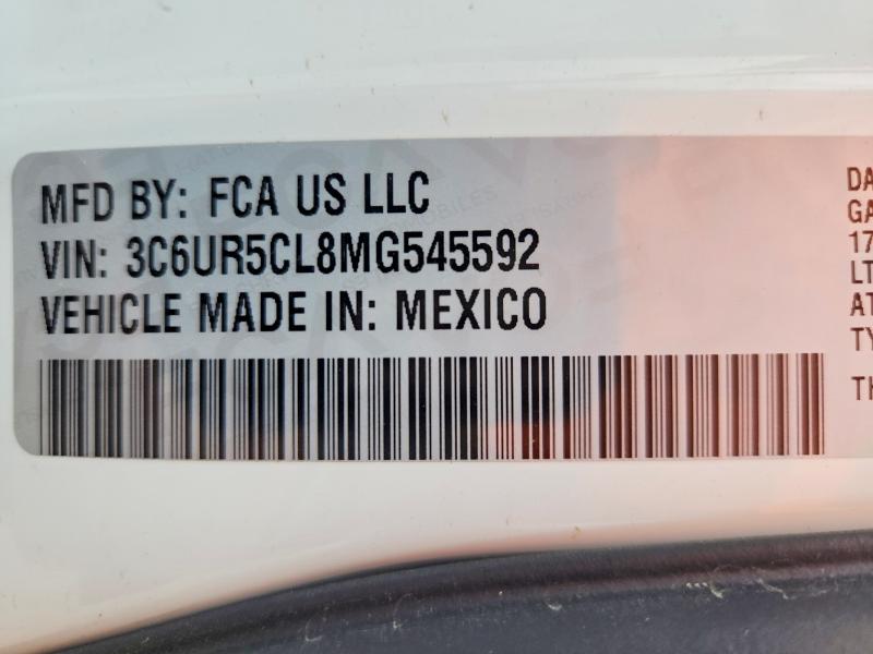51826016 :رقم المزاد ، 3C6UR5CL8MG545592 vin ، 2021 Ram 2500 مزاد بيع