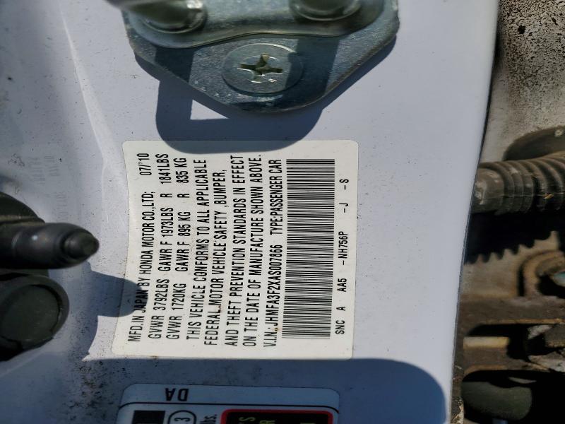 2010 Honda Civic მანქანა იყიდება აუქციონზე, vin: JHMFA3F2XAS007866, აუქციონის ნომერი: 56516436