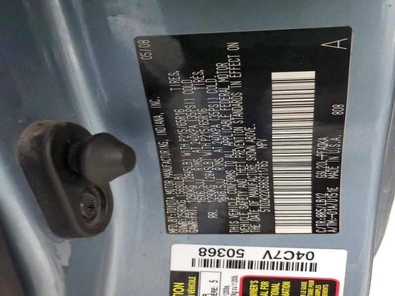 52247626 :رقم المزاد ، 5TDZK22C68S211765 vin ، 2008 Toyota Sienna مزاد بيع
