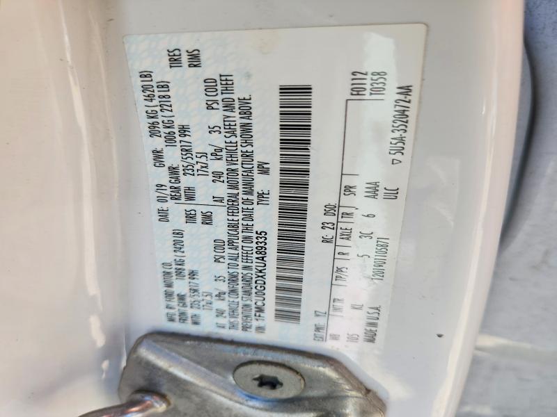 Aukcja sprzedaży 2019 Ford Escape, vin: 1FMCU0GDXKUA89335, numer aukcji: 53376876