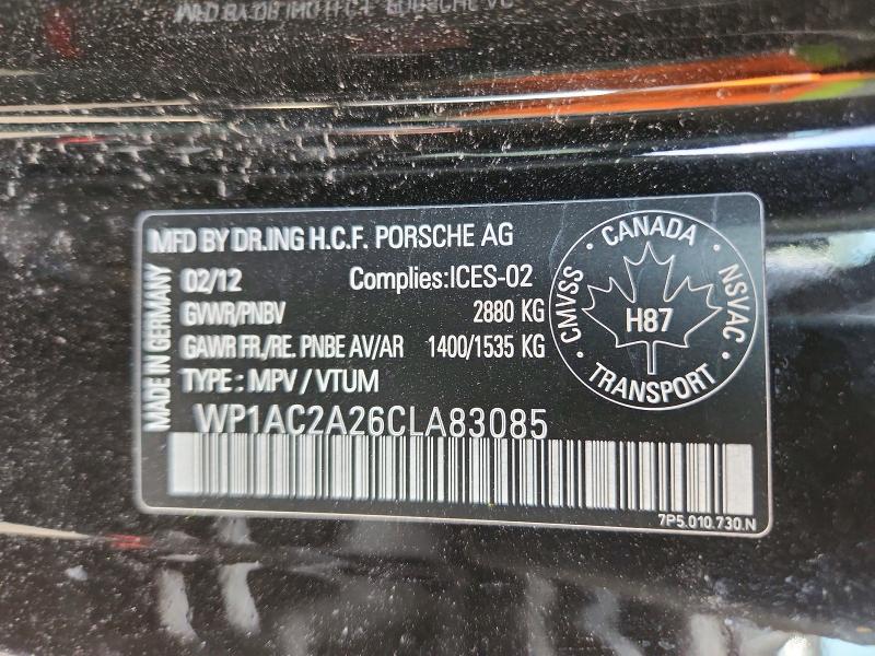 Продаж на аукціоні авто 2012 Porsche Cayenne, vin: WP1AC2A26CLA83085, номер лоту: 53576316