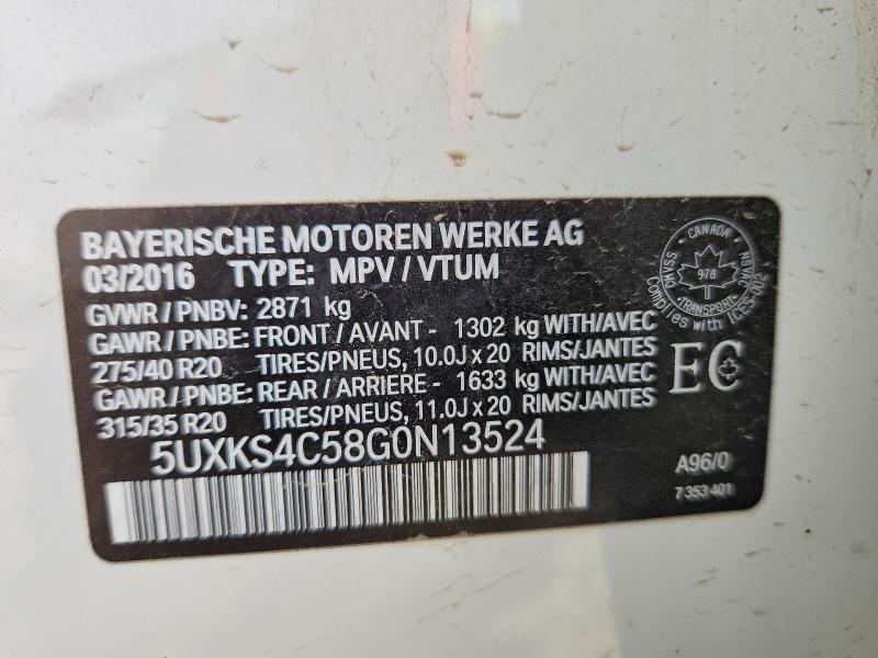 Aukcja sprzedaży 2016 Bmw X5, vin: 5UXKS4C58G0N13524, numer aukcji: 52715516