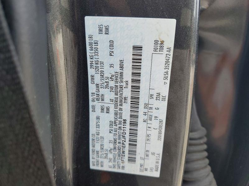 2018 Ford F150 მანქანა იყიდება აუქციონზე, vin: 1FTEW1EP2JFD11198, აუქციონის ნომერი: 51886776