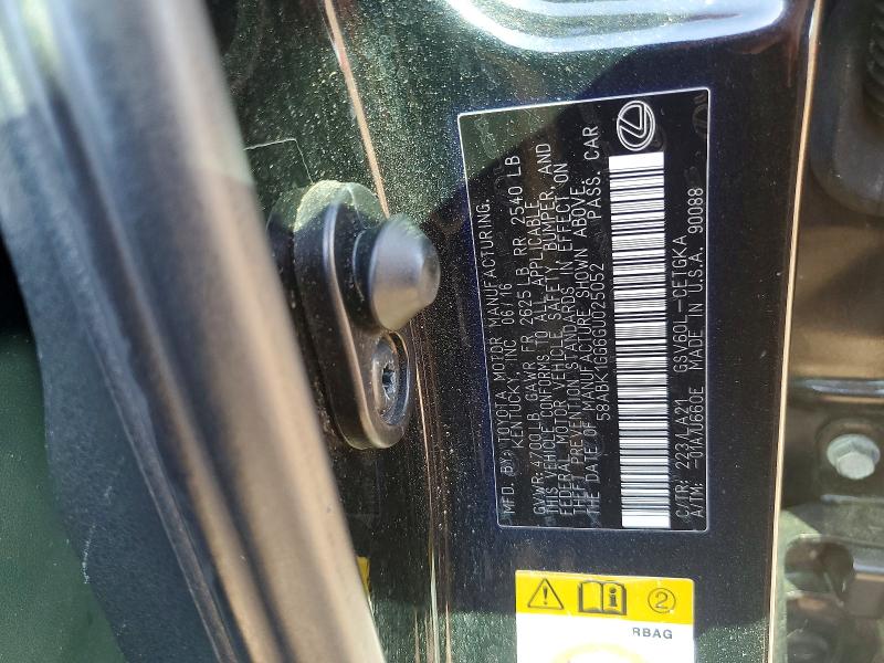 Продаж на аукціоні авто 2016 Lexus Es, vin: 58ABK1GG6GU025052, номер лоту: 54079006