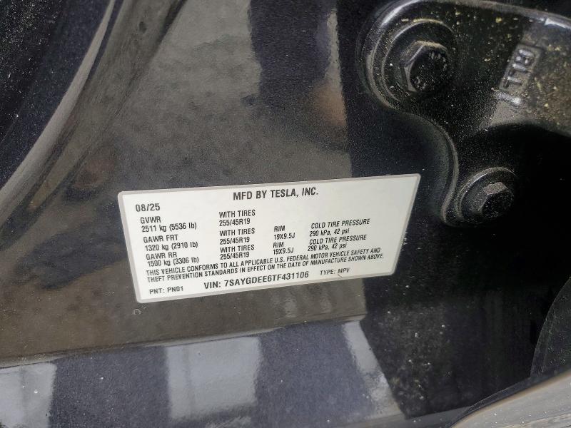 Продаж на аукціоні авто 2026 Tesla Model Y, vin: 7SAYGDEE6TF431106, номер лоту: 54852056