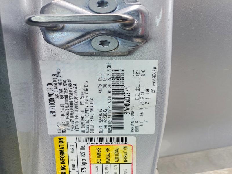 Продаж на аукціоні авто 2019 Ford Fusion, vin: 3FA6P0LU6KR221440, номер лоту: 53220736