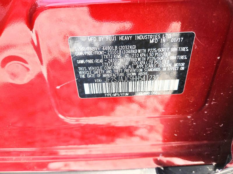 Продаж на аукціоні авто 2017 Subaru Forester, vin: JF2SJAJC9HH541230, номер лоту: 51847276