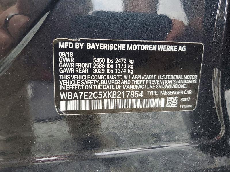52970996 :رقم المزاد ، WBA7E2C5XKB217854 vin ، 2019 Bmw 740 مزاد بيع