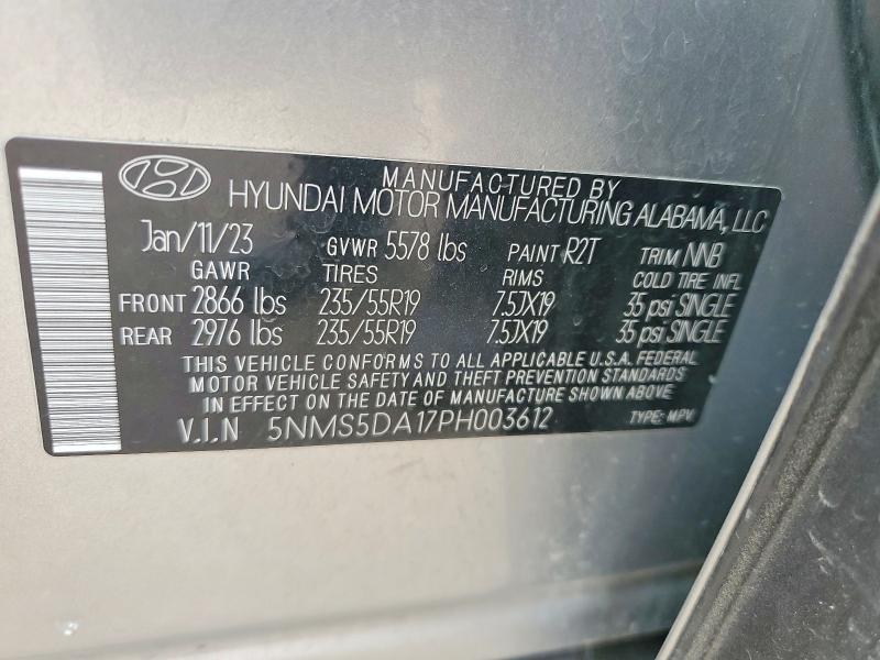 55335016 :رقم المزاد ، 5NMS5DA17PH003612 vin ، 2023 Hyundai Santa Fe مزاد بيع
