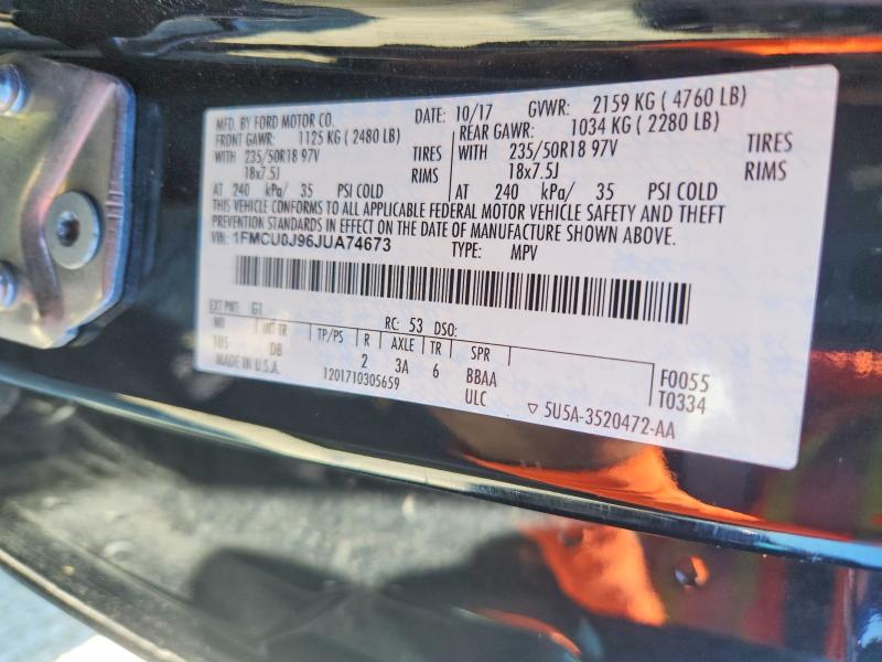 Продажа на аукционе авто 2018 Ford Escape, vin: 1FMCU0J96JUA74673, номер лота: 53244996