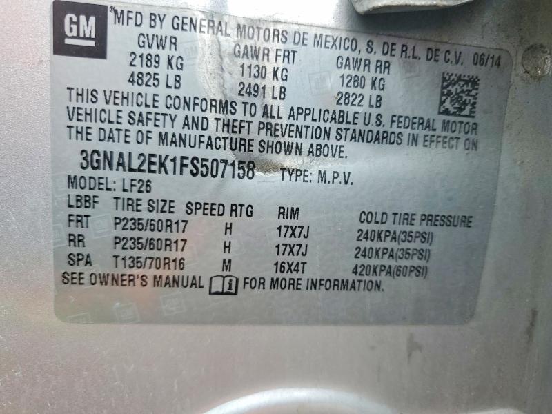 Продажа на аукционе авто 2015 Chevrolet Captiva, vin: 3GNAL2EK1FS507158, номер лота: 54684056