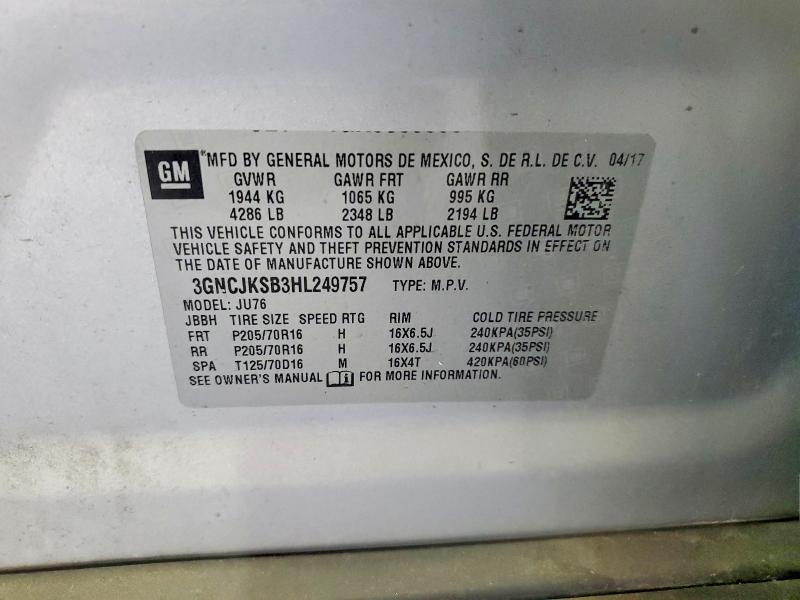 Продаж на аукціоні авто 2017 Chevrolet Trax, vin: 3GNCJKSB3HL249757, номер лоту: 52177566