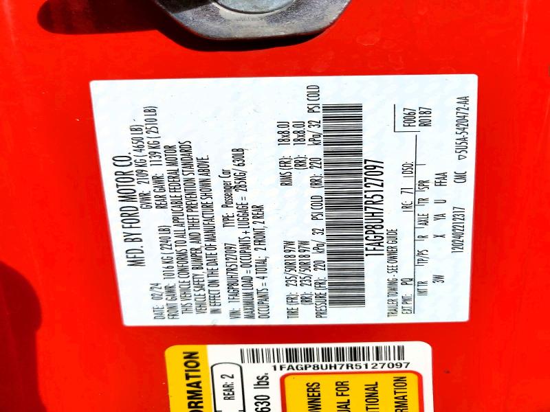 2024 Ford Mustang მანქანა იყიდება აუქციონზე, vin: 1FAGP8UH7R5127097, აუქციონის ნომერი: 52971086