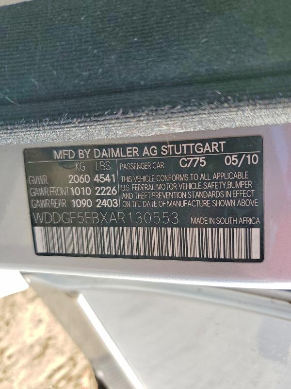54085076 :رقم المزاد ، WDDGF5EBXAR130553 vin ، 2010 Mercedes-benz C مزاد بيع