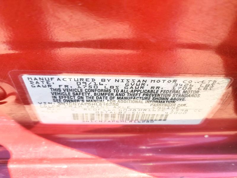 Продаж на аукціоні авто 2017 Nissan Versa, vin: 3N1CN7AP6HL816280, номер лоту: 52462836
