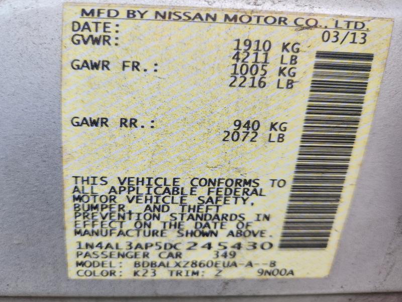 Продажа на аукционе авто 2013 Nissan Altima, vin: 1N4AL3AP5DC245430, номер лота: 52693116