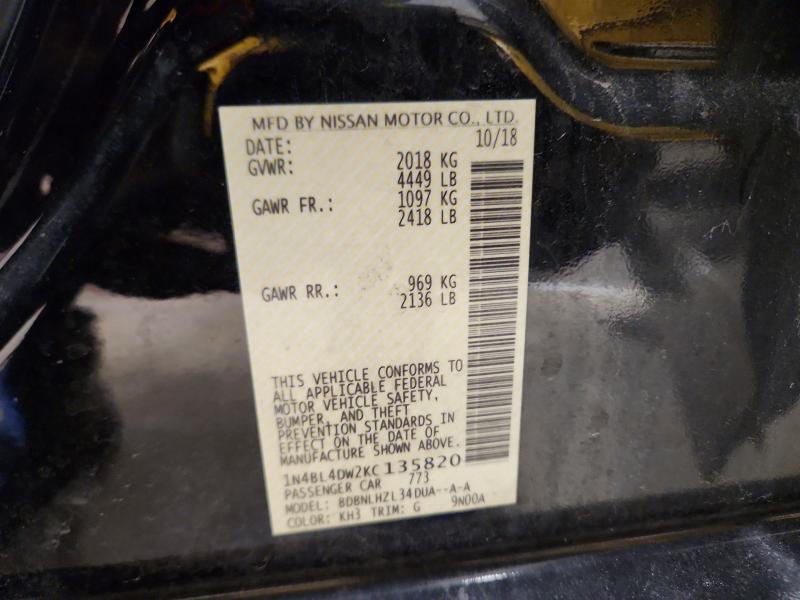 53400726 :رقم المزاد ، 1N4BL4DW2KC135820 vin ، 2019 Nissan Altima مزاد بيع