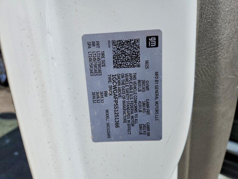 Продажа на аукционе авто 2025 Chevrolet Express G2500, vin: 1GCWGAFP5S1251366, номер лота: 54104266