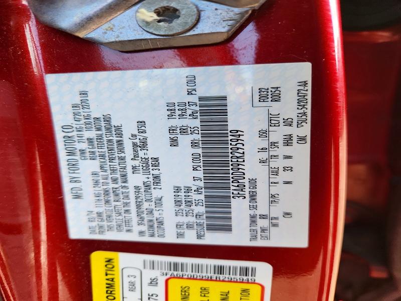 52860866 :رقم المزاد ، 3FA6P0D99ER295949 vin ، 2014 Ford Fusion مزاد بيع