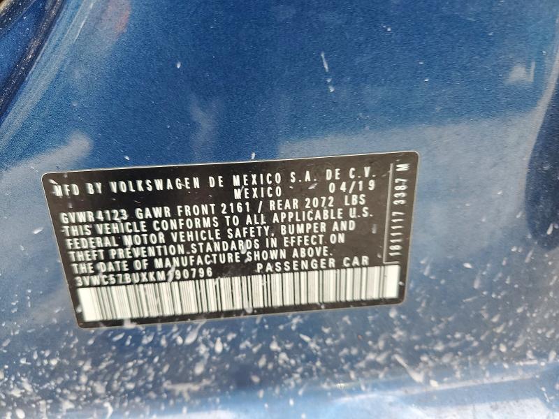 Продажа на аукционе авто 2019 Volkswagen Jetta, vin: 3VWC57BUXKM190796, номер лота: 54065276