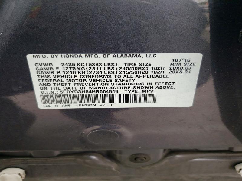 53182086 :رقم المزاد ، 5FRYD3H84HB004549 vin ، 2017 Acura Mdx مزاد بيع