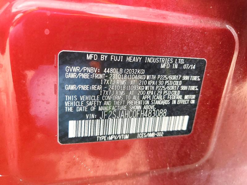 Продажа на аукционе авто 2015 Subaru Forester, vin: JF2SJAHC0FH483088, номер лота: 52872246