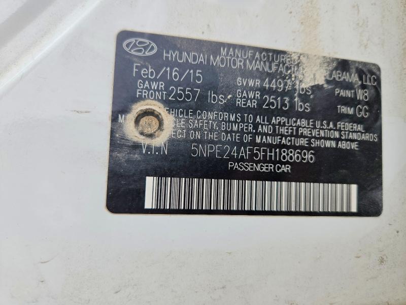2015 Hyundai Sonata მანქანა იყიდება აუქციონზე, vin: 5NPE24AF5FH188696, აუქციონის ნომერი: 54227106