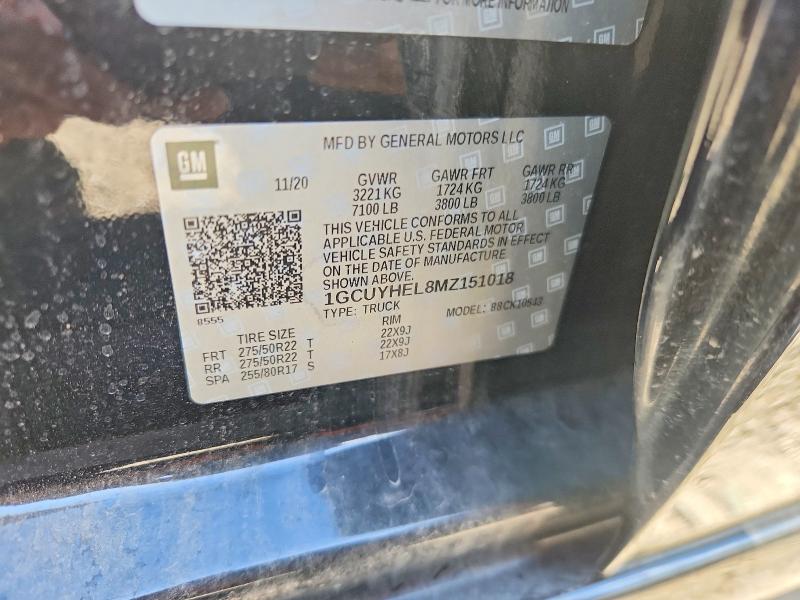 Продаж на аукціоні авто 2021 Chevrolet Silverado, vin: 1GCUYHEL8MZ151018, номер лоту: 52889426