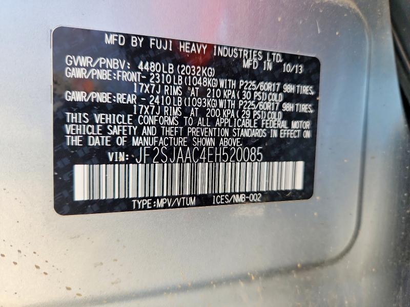 53481436 :رقم المزاد ، JF2SJAAC4EH520085 vin ، 2014 Subaru Forester مزاد بيع
