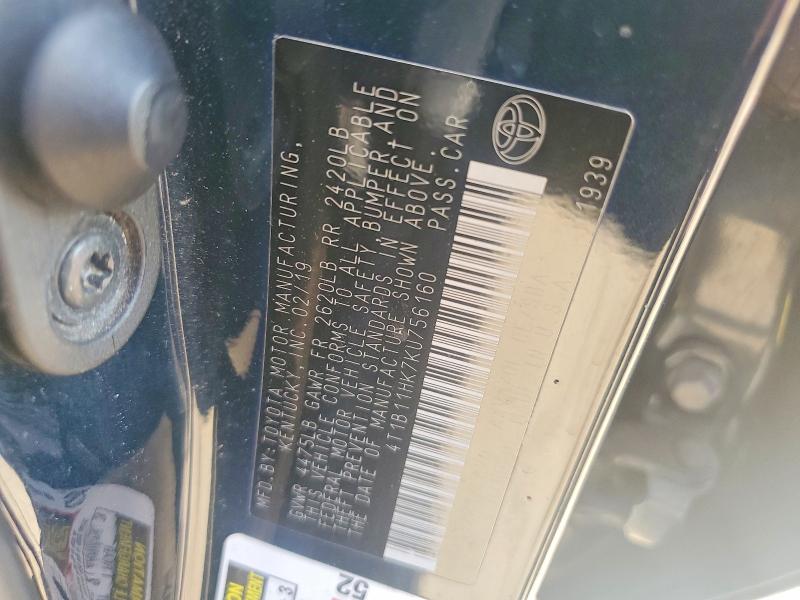 Aukcja sprzedaży 2019 Toyota Camry, vin: 4T1B11HK7KU756160, numer aukcji: 53640546