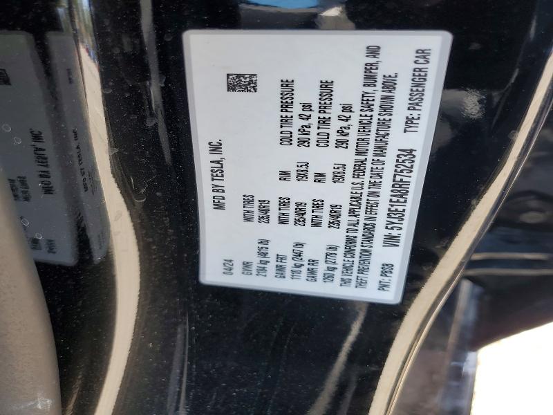 Продаж на аукціоні авто 2024 Tesla Model 3, vin: 5YJ3E1EA8RF752534, номер лоту: 51910706