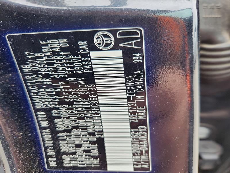 52034686 :رقم المزاد ، 2T1BURHE2HC866799 vin ، 2017 Toyota Corolla مزاد بيع