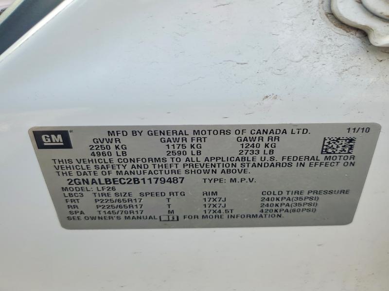 Продаж на аукціоні авто 2011 Chevrolet Equinox, vin: 2GNALBEC2B1179487, номер лоту: 52002406