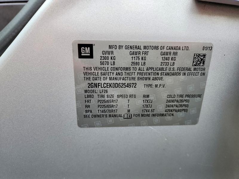 2013 Chevrolet Equinox მანქანა იყიდება აუქციონზე, vin: 2GNFLCEK0D6254972, აუქციონის ნომერი: 52295686