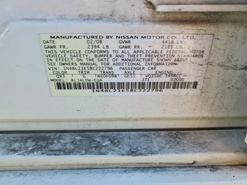53790526 :رقم المزاد ، 1N4BL21E58C222796 vin ، 2008 Nissan Altima مزاد بيع