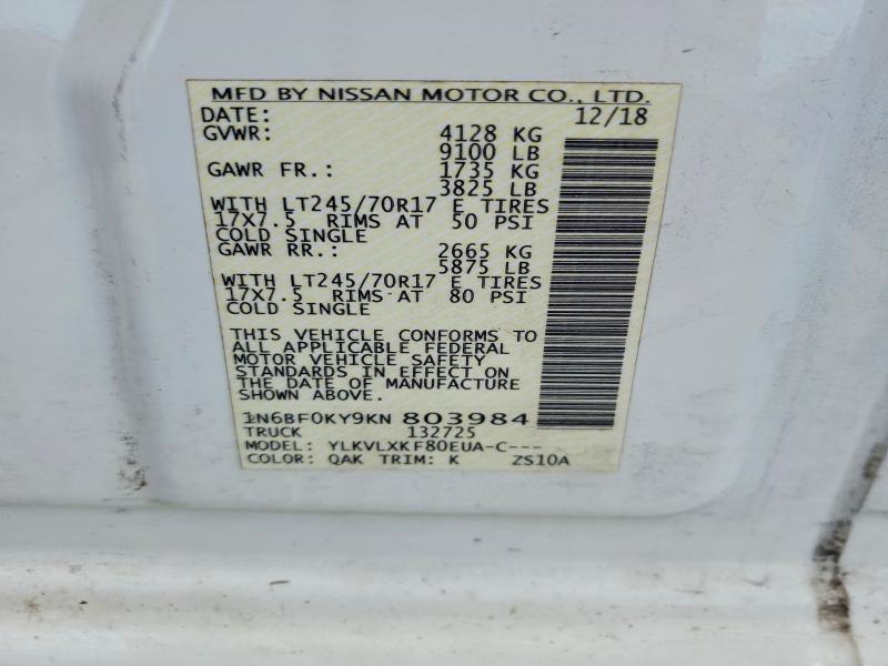 2019 Nissan Nv მანქანა იყიდება აუქციონზე, vin: 1N6BF0KY9KN803984, აუქციონის ნომერი: 53001756