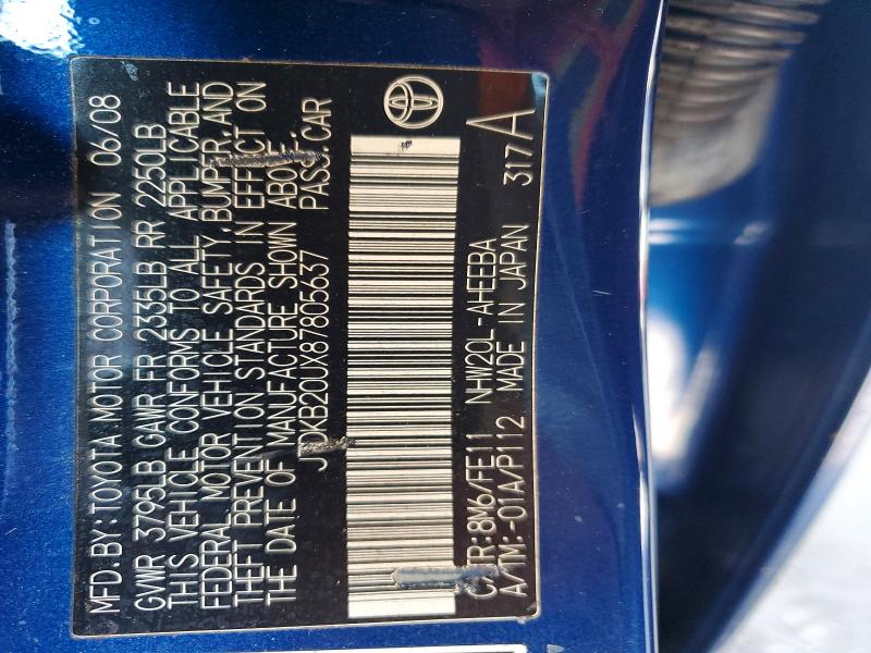 Aukcja sprzedaży 2008 Toyota Prius, vin: JTDKB20UX87805637, numer aukcji: 52272386
