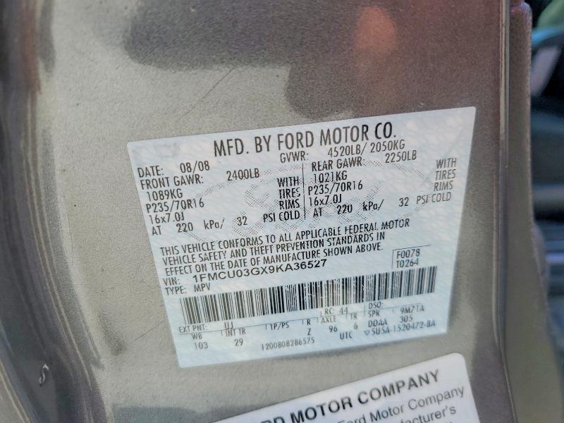 Продажа на аукционе авто 2009 Ford Escape, vin: 1FMCU03GX9KA36527, номер лота: 52533546