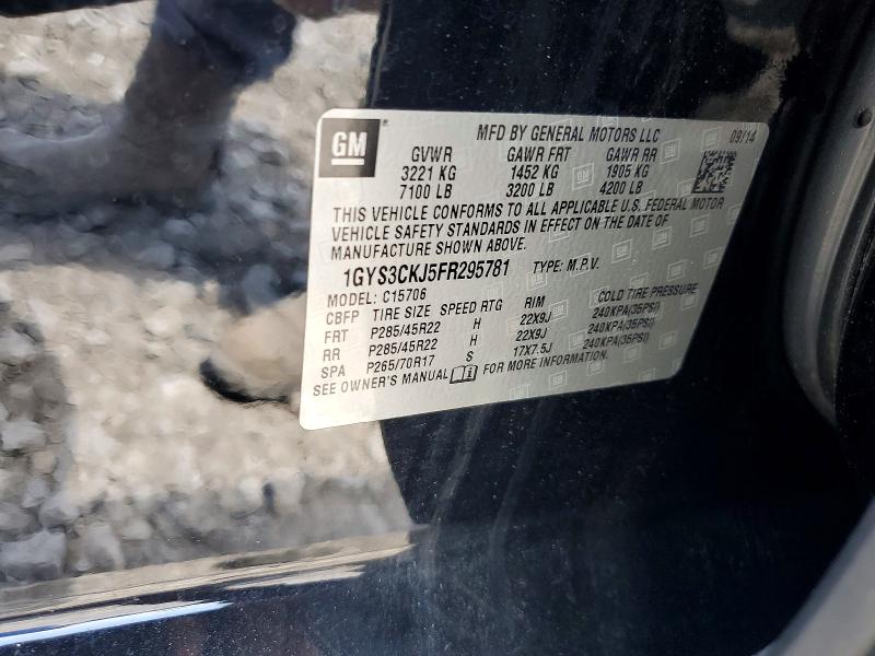 53204036 :رقم المزاد ، 1GYS3CKJ5FR295781 vin ، 2015 Cadillac Escalade مزاد بيع