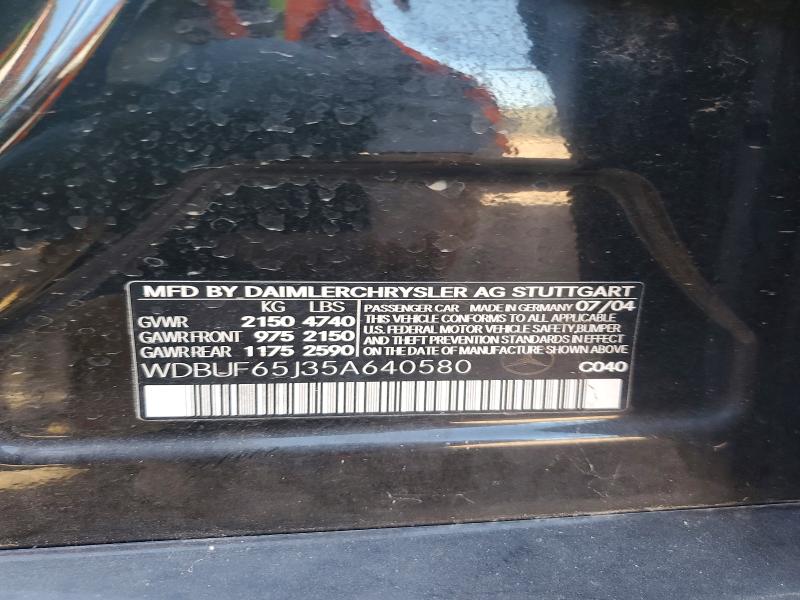 Aukcja sprzedaży 2005 Mercedes-benz E, vin: WDBUF65J35A640580, numer aukcji: 55411296