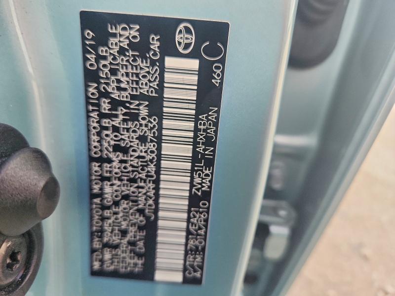 2019 Toyota Prius მანქანა იყიდება აუქციონზე, vin: JTDKARFU4K3087536, აუქციონის ნომერი: 54899076