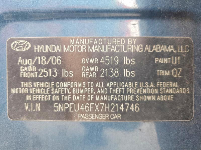 Продажа на аукционе авто 2007 Hyundai Sonata, vin: 5NPEU46FX7H214746, номер лота: 52927886