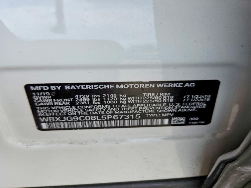 Aukcja sprzedaży 2020 Bmw X1, vin: WBXJG9C08L5P67315, numer aukcji: 51917436