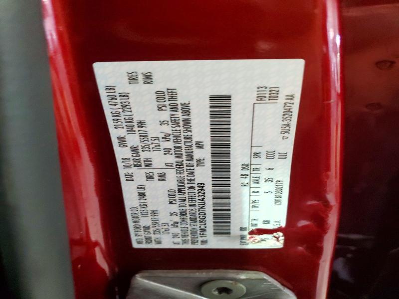 2019 Ford Escape მანქანა იყიდება აუქციონზე, vin: 1FMCU9GD7KUA32949, აუქციონის ნომერი: 53875946